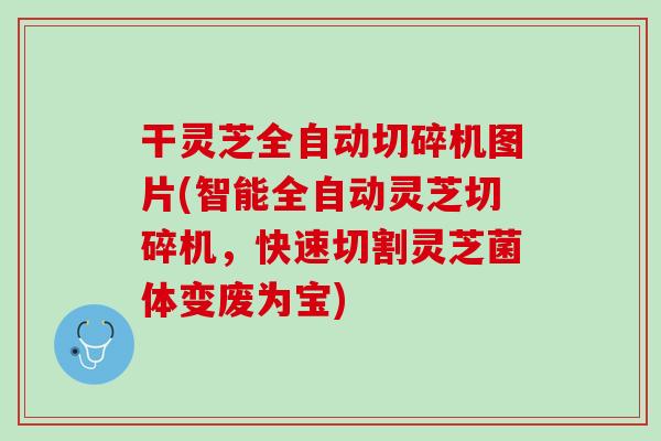 干灵芝全自动切碎机图片(智能全自动灵芝切碎机，快速切割灵芝菌体变废为宝)