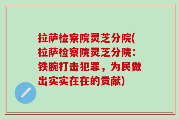 拉萨检察院灵芝分院(拉萨检察院灵芝分院：铁腕打击犯罪，为民做出实实在在的贡献)