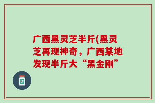 广西黑灵芝半斤(黑灵芝再现神奇，广西某地发现半斤大“黑金刚”