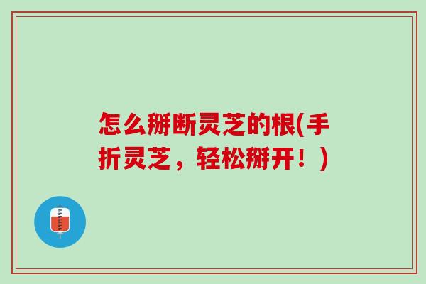 怎么掰断灵芝的根(手折灵芝，轻松掰开！)
