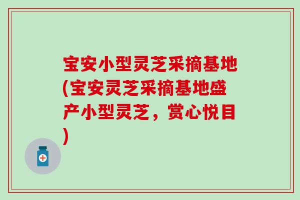 宝安小型灵芝采摘基地(宝安灵芝采摘基地盛产小型灵芝，赏心悦目)