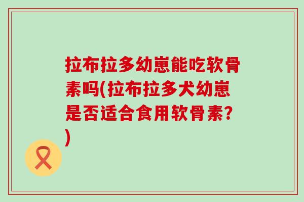 拉布拉多幼崽能吃软骨素吗(拉布拉多犬幼崽是否适合食用软骨素？)