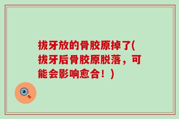 拔牙放的骨胶原掉了(拔牙后骨胶原脱落，可能会影响愈合！)