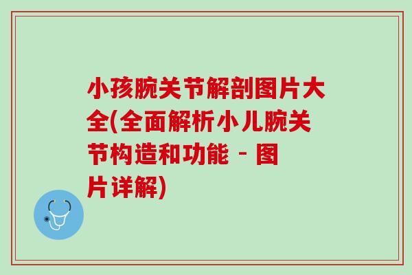 小孩腕关节解剖图片大全(全面解析小儿腕关节构造和功能 - 图片详解)