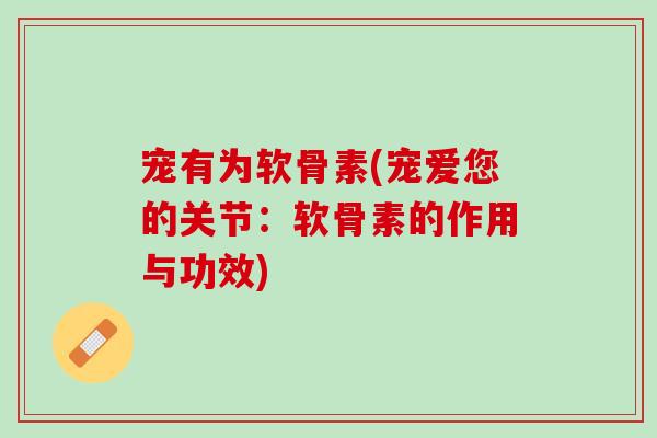 宠有为软骨素(宠爱您的关节：软骨素的作用与功效)