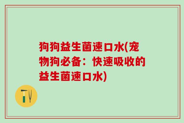 狗狗益生菌速口水(宠物狗必备:快速吸收的益生菌速口水) 狗狗益生菌速口水(宠物狗必备:快速吸收的益生菌速口水)