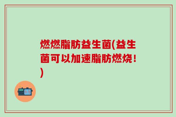 燃燃脂肪益生菌(益生菌可以加速脂肪燃烧！)