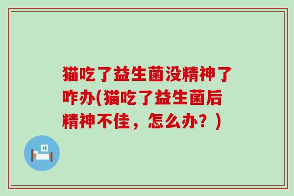 猫吃了益生菌没精神了咋办(猫吃了益生菌后精神不佳，怎么办？)