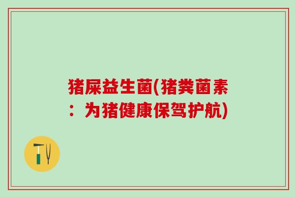 猪屎益生菌(猪粪菌素：为猪健康保驾护航)