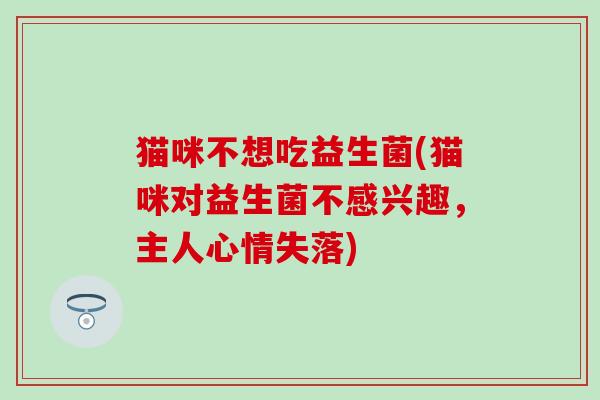 猫咪不想吃益生菌(猫咪对益生菌不感兴趣，主人心情失落)