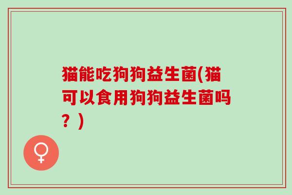 猫能吃狗狗益生菌(猫可以食用狗狗益生菌吗？)
