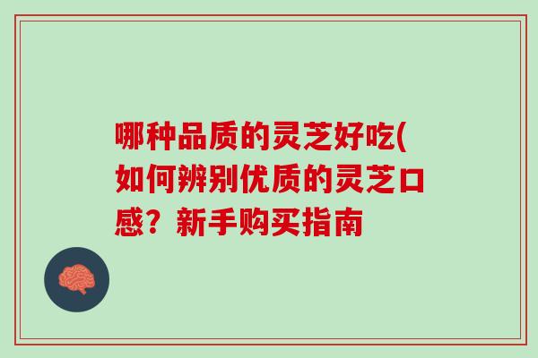 哪种品质的灵芝好吃(如何辨别优质的灵芝口感？新手购买指南