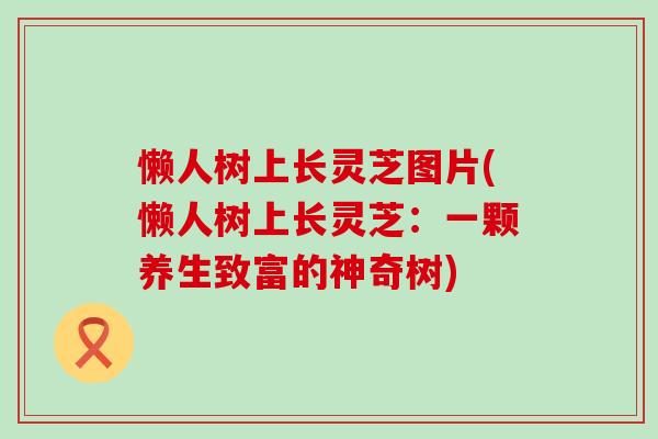 懒人树上长灵芝图片(懒人树上长灵芝：一颗养生致富的神奇树)