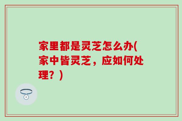家里都是灵芝怎么办(家中皆灵芝，应如何处理？)