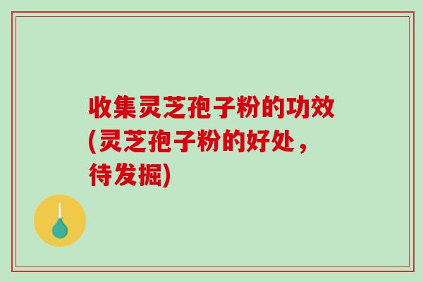 收集灵芝孢子粉的功效(灵芝孢子粉的好处，待发掘)