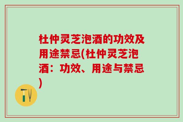 杜仲灵芝泡酒的功效及用途禁忌(杜仲灵芝泡酒：功效、用途与禁忌)