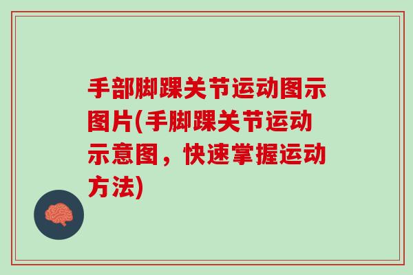 手部脚踝关节运动图示图片(手脚踝关节运动示意图，快速掌握运动方法)