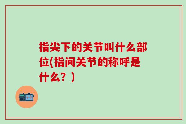 指尖下的关节叫什么部位(指间关节的称呼是什么？)