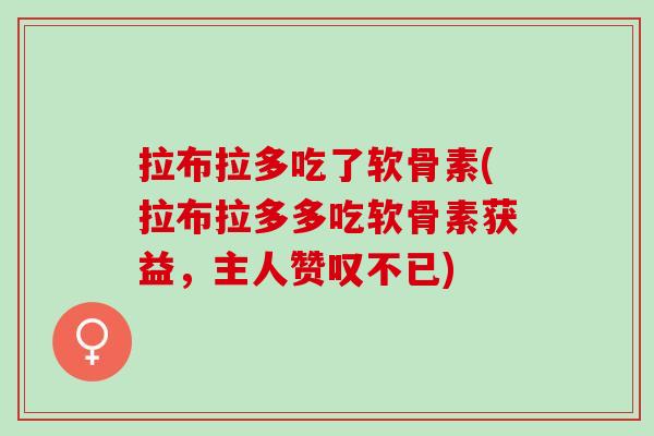 拉布拉多吃了软骨素(拉布拉多多吃软骨素获益，主人赞叹不已)