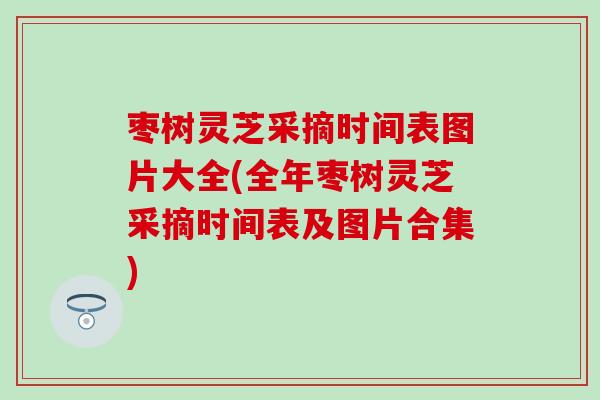 枣树灵芝采摘时间表图片大全(全年枣树灵芝采摘时间表及图片合集)