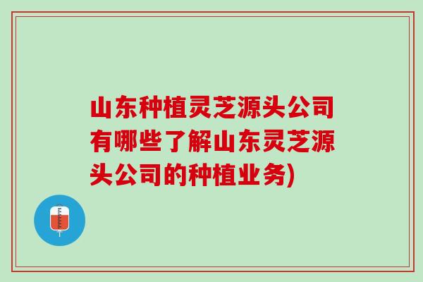 山东种植灵芝源头公司有哪些了解山东灵芝源头公司的种植业务)