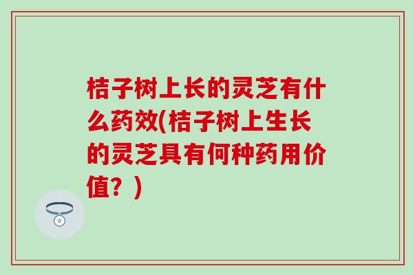 桔子树上长的灵芝有什么(桔子树上生长的灵芝具有何种药用价值?) 桔子树上长的灵芝有什么(桔子树上生长的灵芝具有何种药用价值?)