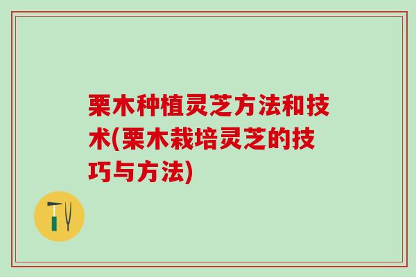 栗木种植灵芝方法和技术(栗木栽培灵芝的技巧与方法)