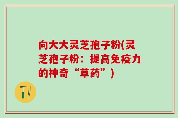 向大大灵芝孢子粉(灵芝孢子粉：提高免疫力的神奇“草药”)
