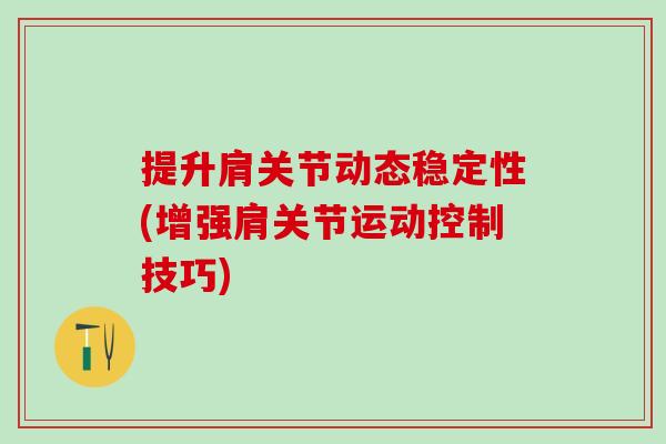 提升肩关节动态稳定性(增强肩关节运动控制技巧)