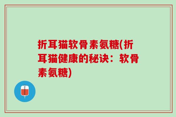 折耳猫软骨素氨糖(折耳猫健康的秘诀：软骨素氨糖)