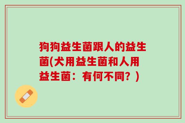 狗狗益生菌跟人的益生菌(犬用益生菌和人用益生菌：有何不同？)