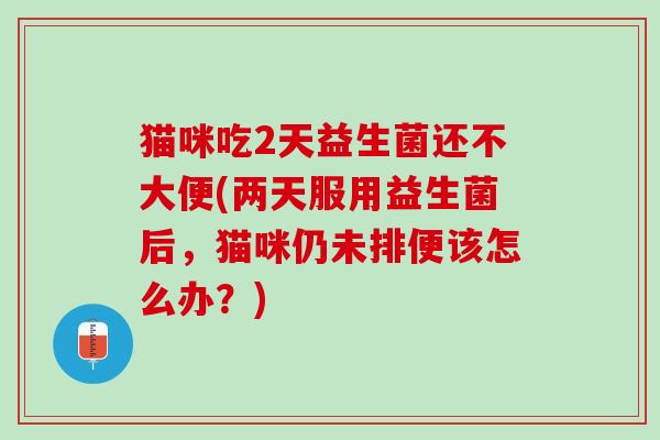 猫咪吃2天益生菌还不大便(两天服用益生菌后，猫咪仍未排便该怎么办？)