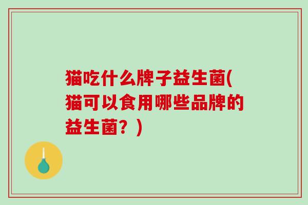 猫吃什么牌子益生菌(猫可以食用哪些品牌的益生菌?) 猫吃什么牌子益生菌(猫可以食用哪些品牌的益生菌?)