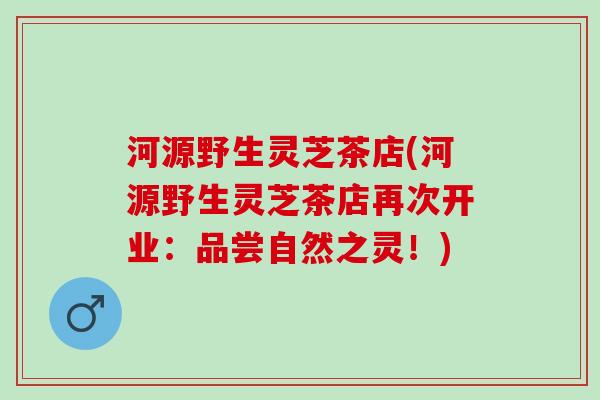 河源野生灵芝茶店(河源野生灵芝茶店再次开业：品尝自然之灵！)