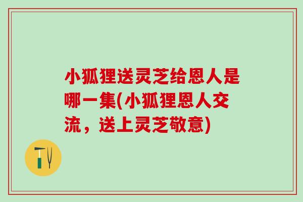 小狐狸送灵芝给恩人是哪一集(小狐狸恩人交流，送上灵芝敬意)