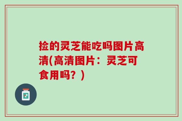 捡的灵芝能吃吗图片高清(高清图片：灵芝可食用吗？)