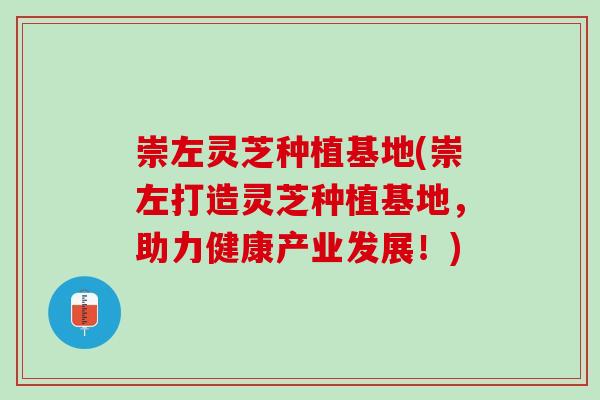 崇左灵芝种植基地(崇左打造灵芝种植基地，助力健康产业发展！)