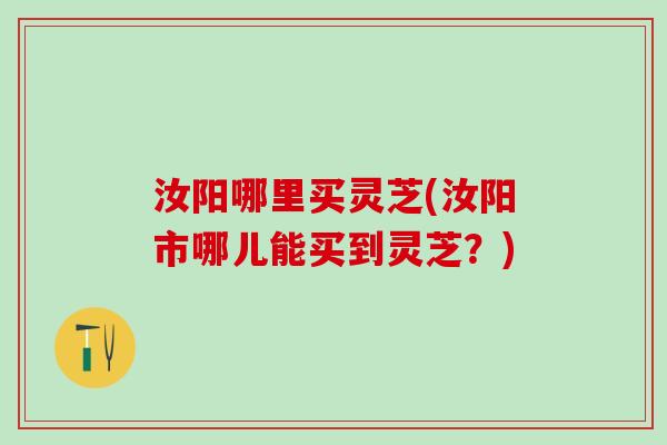 汝阳哪里买灵芝(汝阳市哪儿能买到灵芝？)