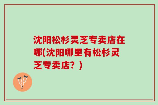 沈阳松杉灵芝专卖店在哪(沈阳哪里有松杉灵芝专卖店？)
