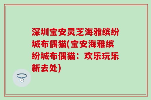 深圳宝安灵芝海雅缤纷城布偶猫(宝安海雅缤纷城布偶猫：欢乐玩乐新去处)