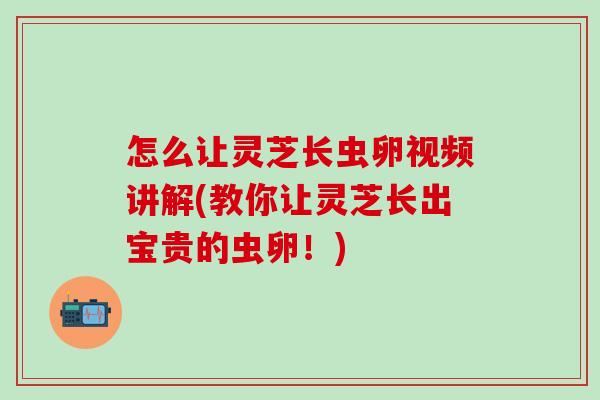 怎么让灵芝长虫卵视频讲解(教你让灵芝长出宝贵的虫卵！)