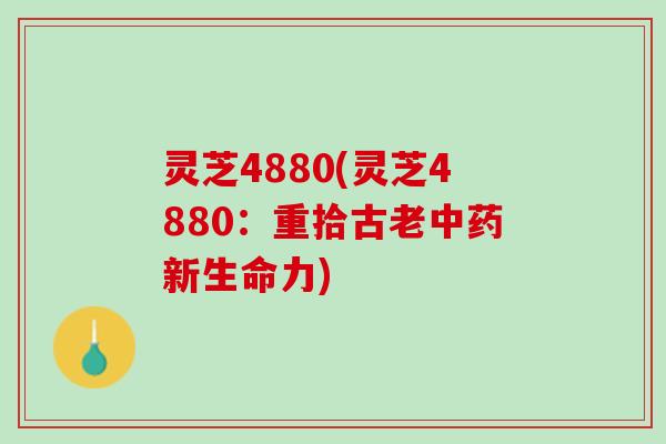 灵芝4880(灵芝4880：重拾古老中药新生命力)