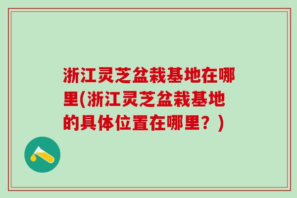 浙江灵芝盆栽基地在哪里(浙江灵芝盆栽基地的具体位置在哪里？)