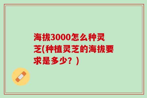 海拔3000怎么种灵芝(种植灵芝的海拔要求是多少？)