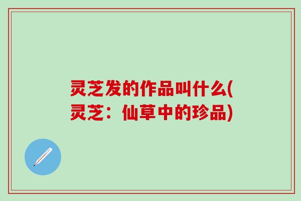 灵芝发的作品叫什么(灵芝：仙草中的珍品)