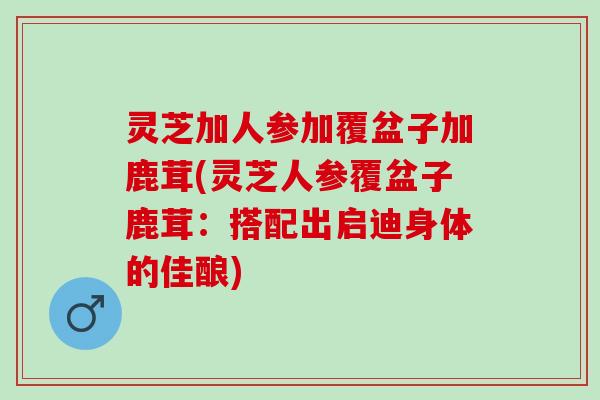 灵芝加人参加覆盆子加鹿茸(灵芝人参覆盆子鹿茸：搭配出启迪身体的佳酿)