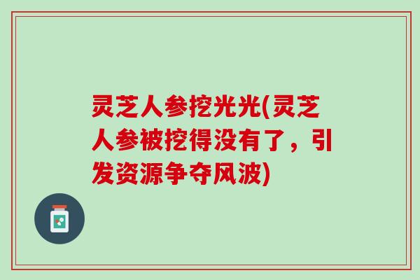 灵芝人参挖光光(灵芝人参被挖得没有了，引发资源争夺风波)