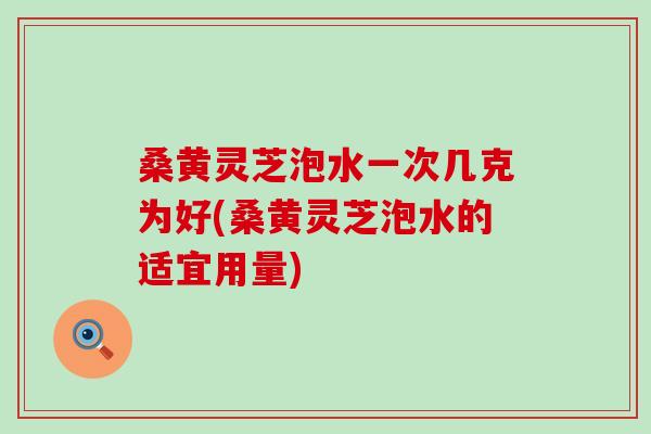 桑黄灵芝泡水一次几克为好(桑黄灵芝泡水的适宜用量)