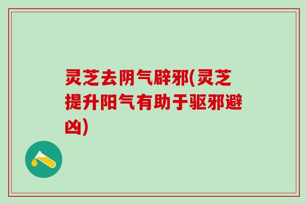 灵芝去阴气辟邪(灵芝提升阳气有助于驱邪避凶)