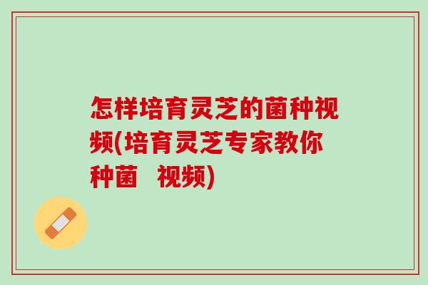 怎样培育灵芝的菌种视频(培育灵芝专家教你种菌  视频)